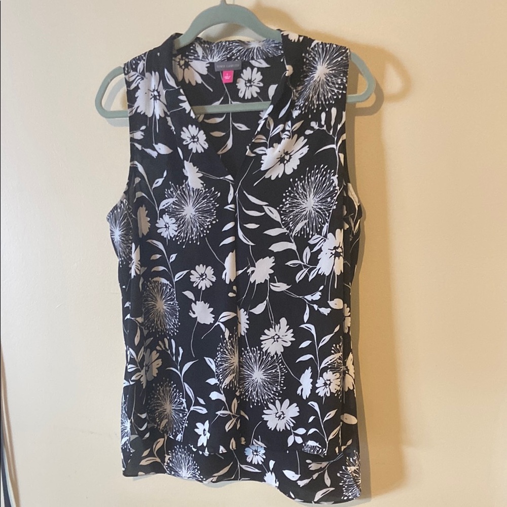 Vince Camuto Black and White Fitted Tank Top